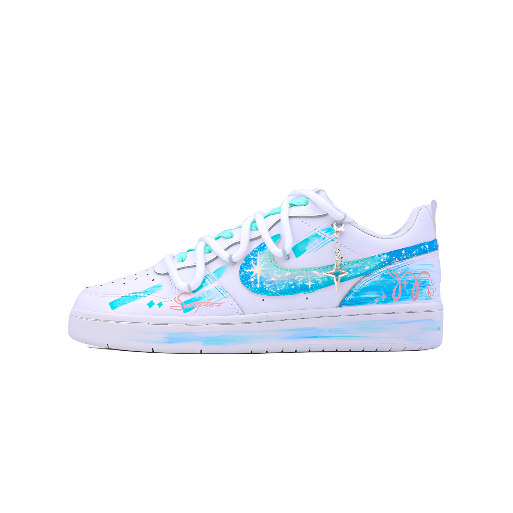 Детские кроссовки для скейтбординга Court Borough2Court Borough Low 2 для подростков Nike, белый/синий/зеленый — фото 2