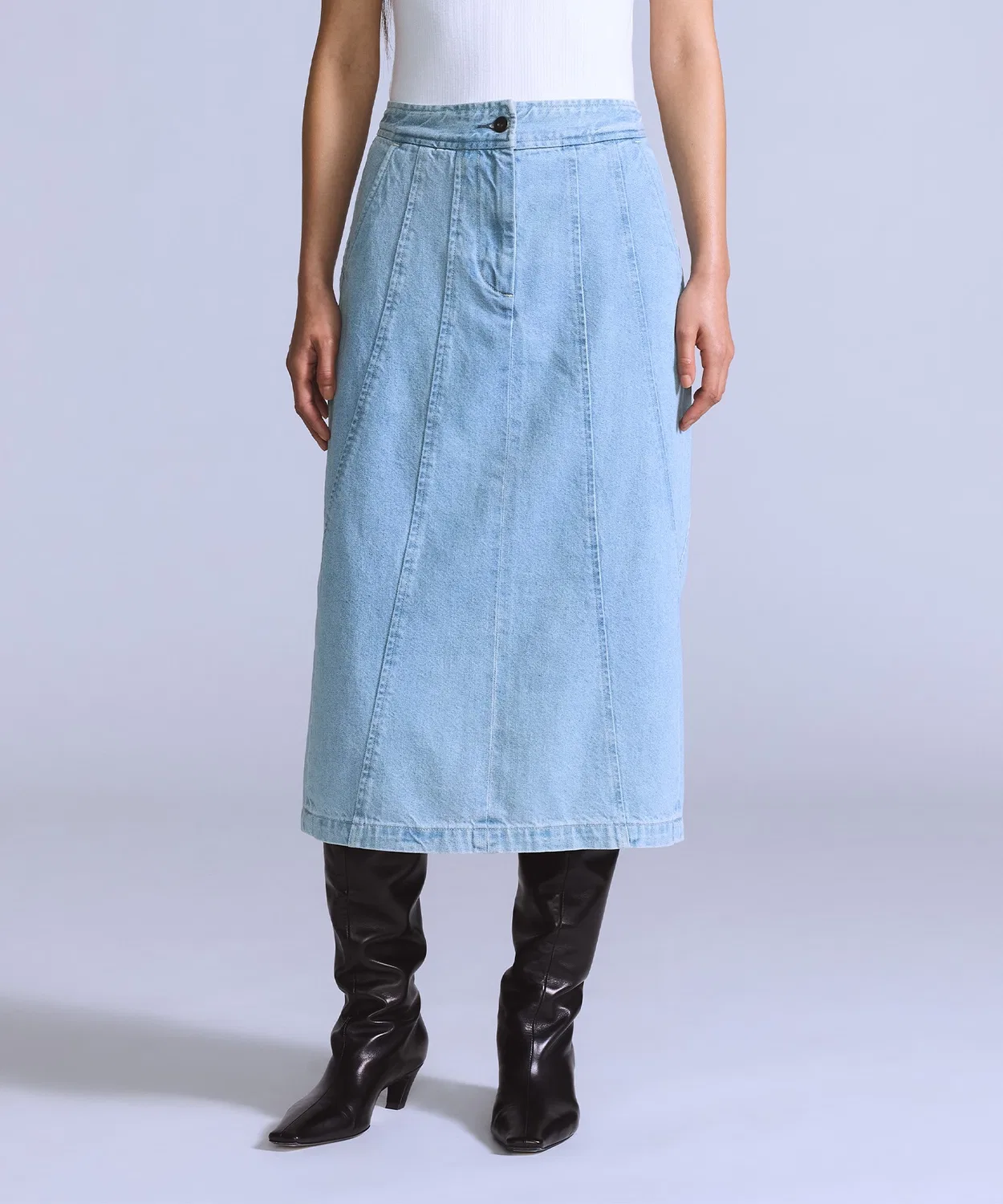 Юбка Levi's Blue Tab Seamed с вытачками, миди, деним, индиго