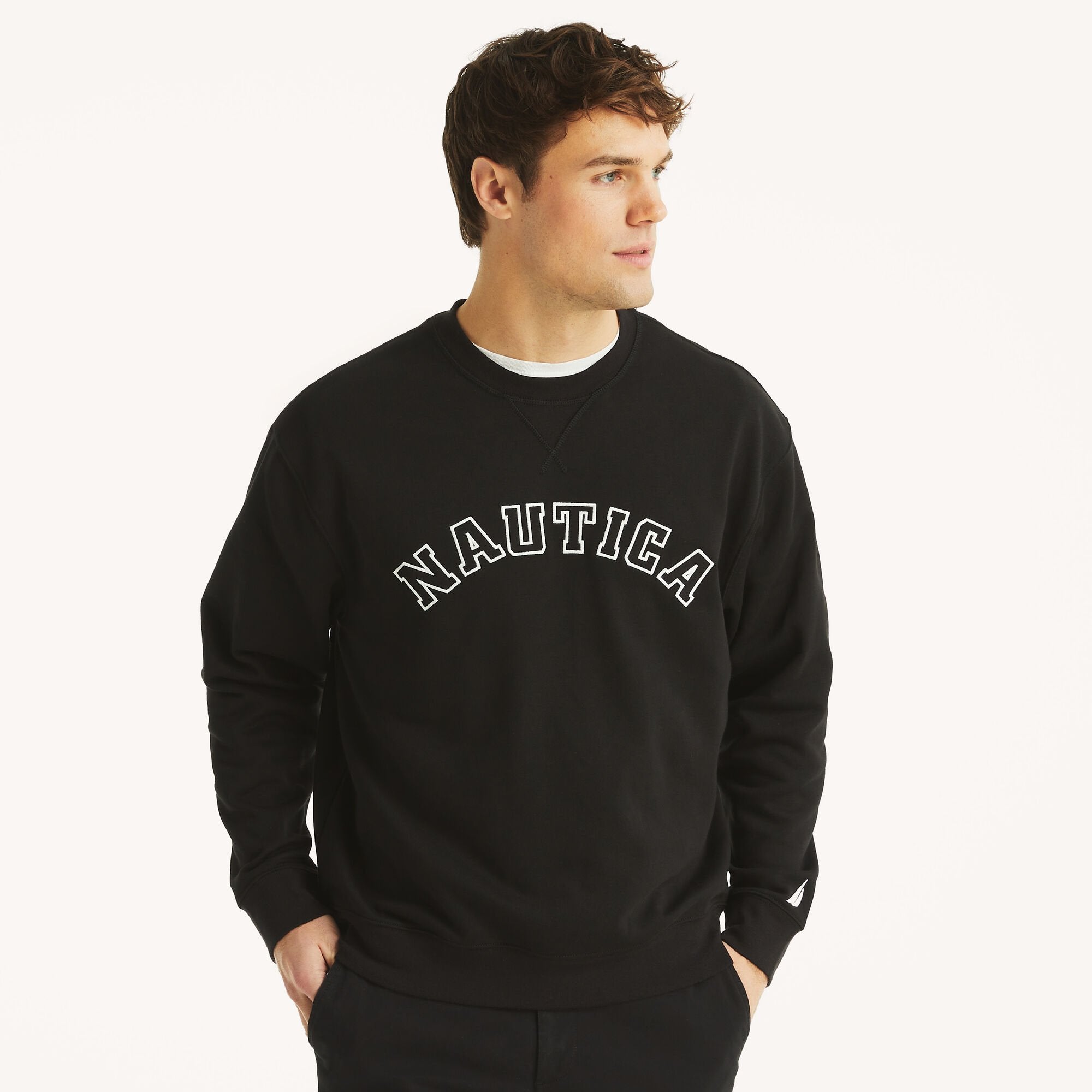 

Мужская флисовая толстовка с круглым вырезом Nautica, цвет true black