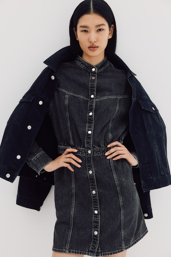 

Джинсовое платье с длинными рукавами H&M, серый