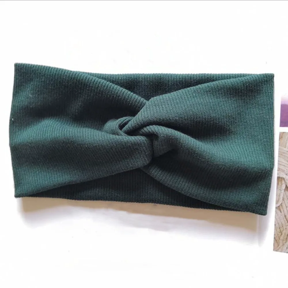 Ребристая повязка на голову для женщин, широкая Miniministore, Dark green