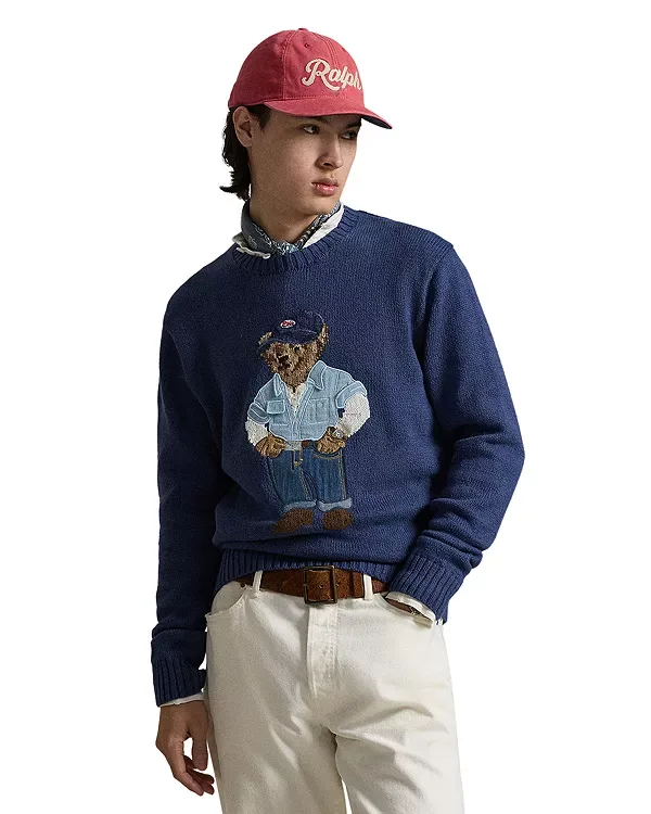 Льняной и хлопковый свитер Polo Bear Polo Ralph Lauren, Navy