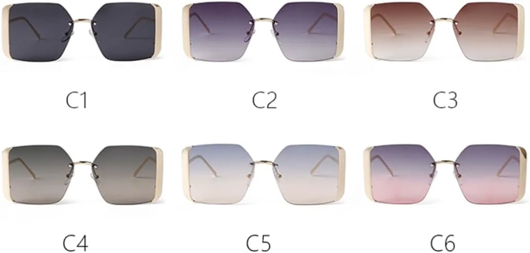 

Модные солнцезащитные очки без оправы большого размера для женщин, роскошная винтажная оправа, женские солнцезащитные очки с защитой от УФ-излучения UV400 VFDHN, 3