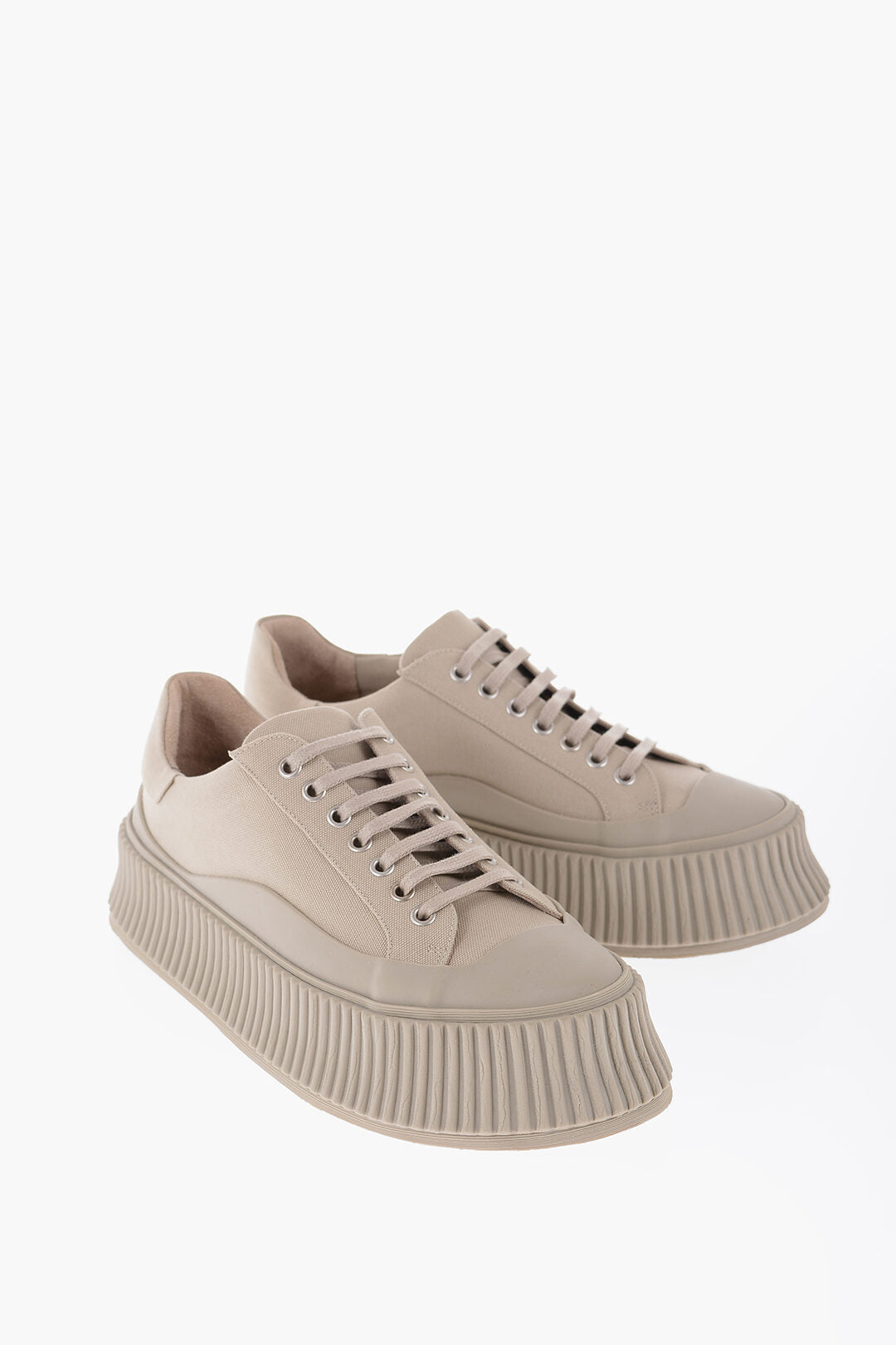 

Кроссовки Jil Sander Canvas Low-Top с подошвой на платформе, бежевый