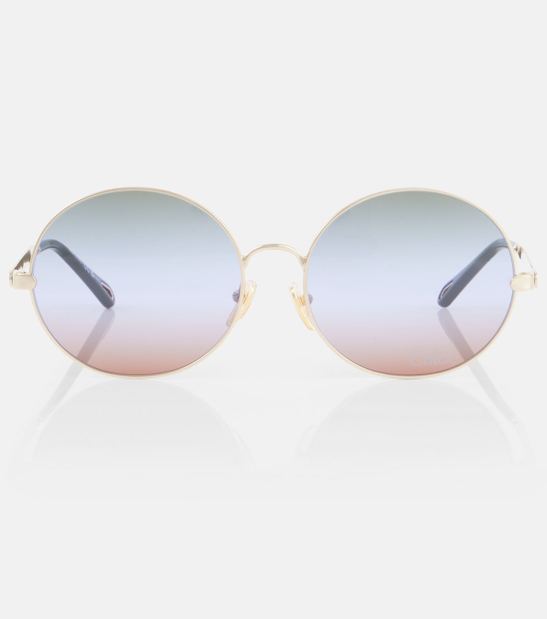 

Али оверсайз солнцезащитные очки Chloé, Gold-Gold-Green