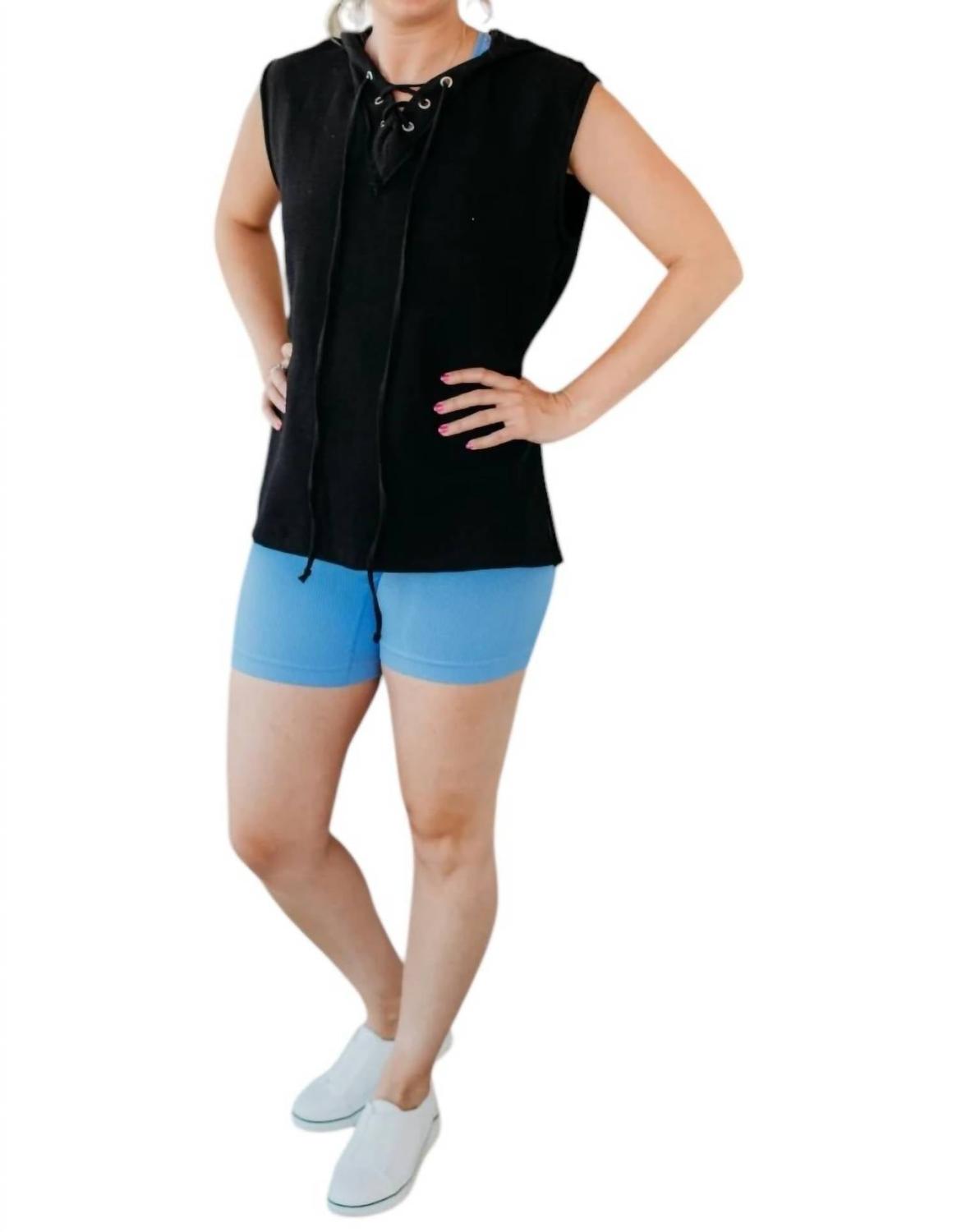 

Черный худи без рукавов со шнуровкой White Birch