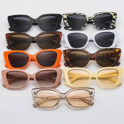 

Модные винтажные солнцезащитные очки «кошачий глаз» для женщин, ретро-очки цвета шампанского с леопардовым принтом, солнцезащитные очки UV400 для мужчин MTZJH, C3