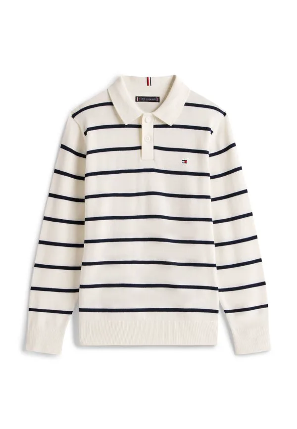 Классический джемпер с воротником-поло, рубашка-поло. Tommy Hilfiger, Ivory — фото 4