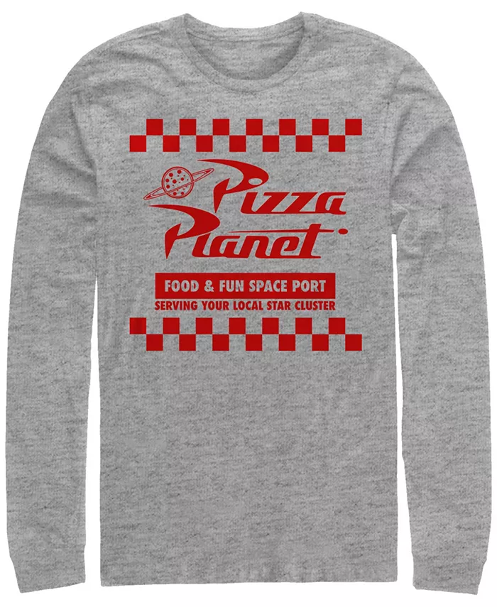 

Футболка мужская Disney Pixar Toy Story Pizza Planet с клетчатым логотипом, с длинным рукавом Fifth Sun, серый