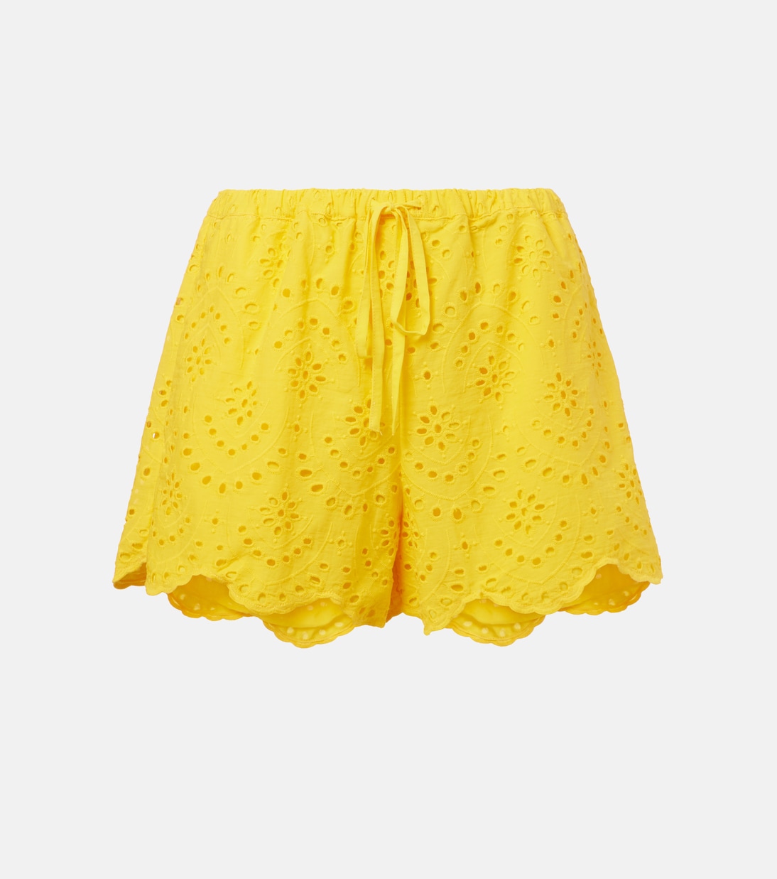 

Шорты из хлопка с вышивкой ришелье Poupette St Barth, Sunshine Yellow