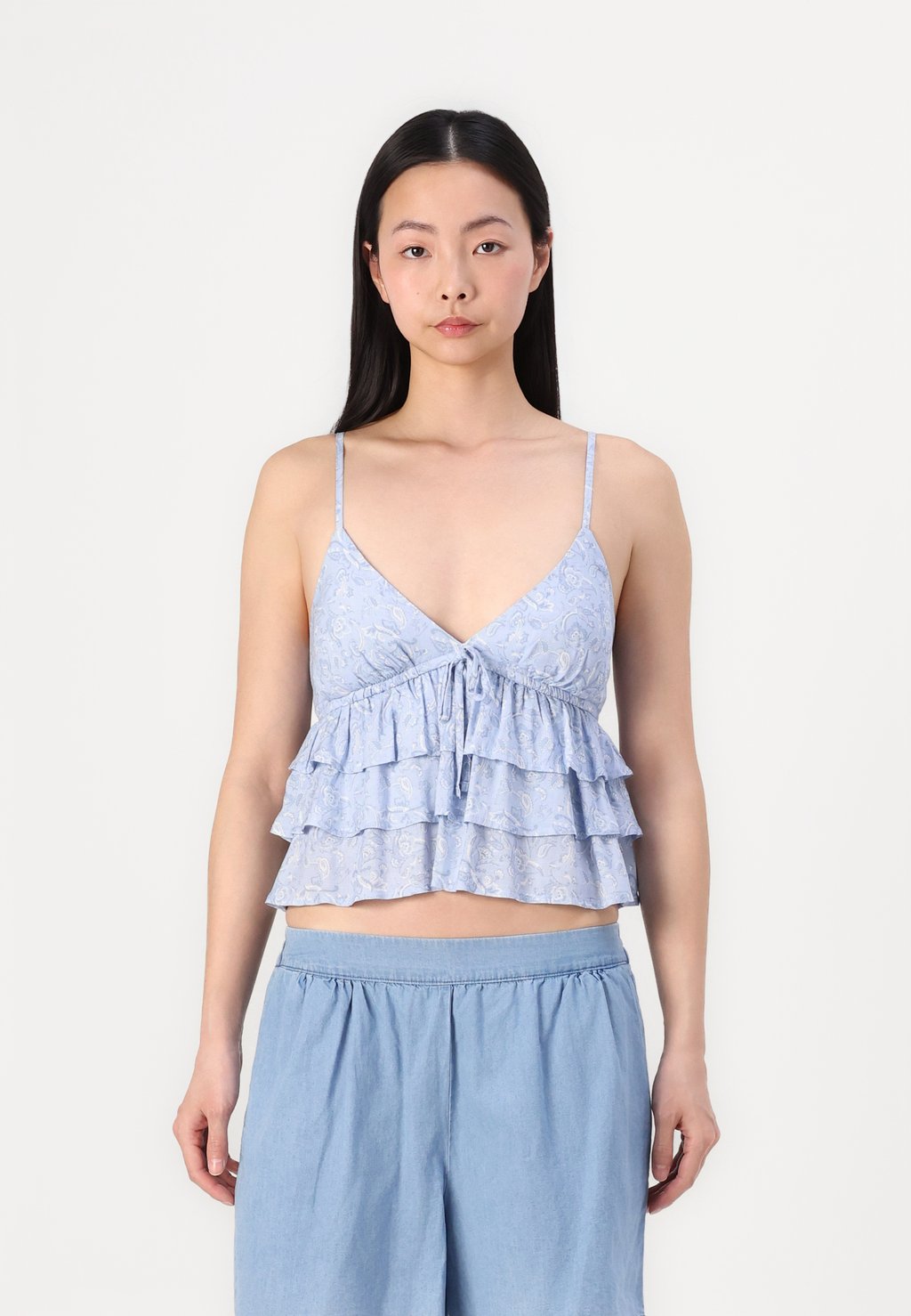 

Блуза BARE TIERED BABYDOLL - Top Hollister Co., темно-синий
