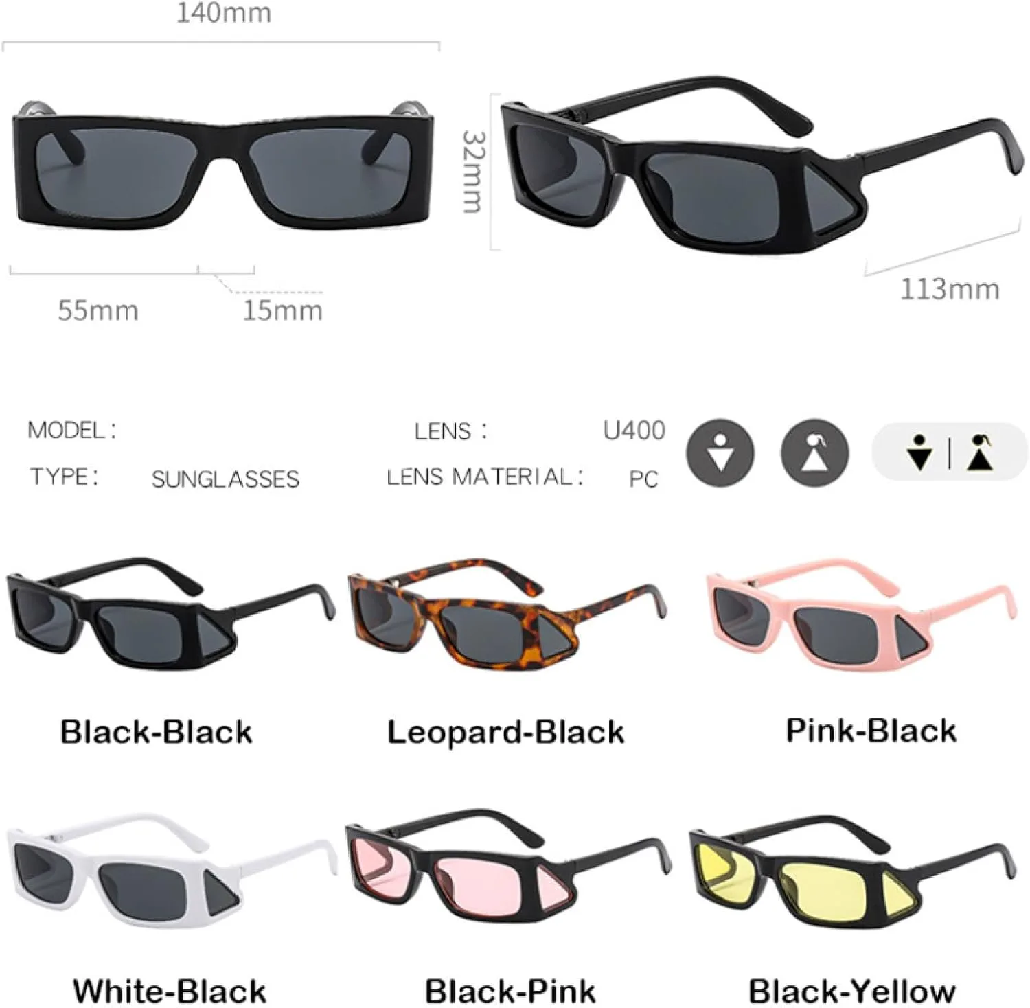 

Винтажные солнцезащитные очки для женщин и мужчин в стиле ретро, ​​разноцветные, панк, для активного отдыха, защита от УФ-излучения UV400 UATXTAU, Black-black