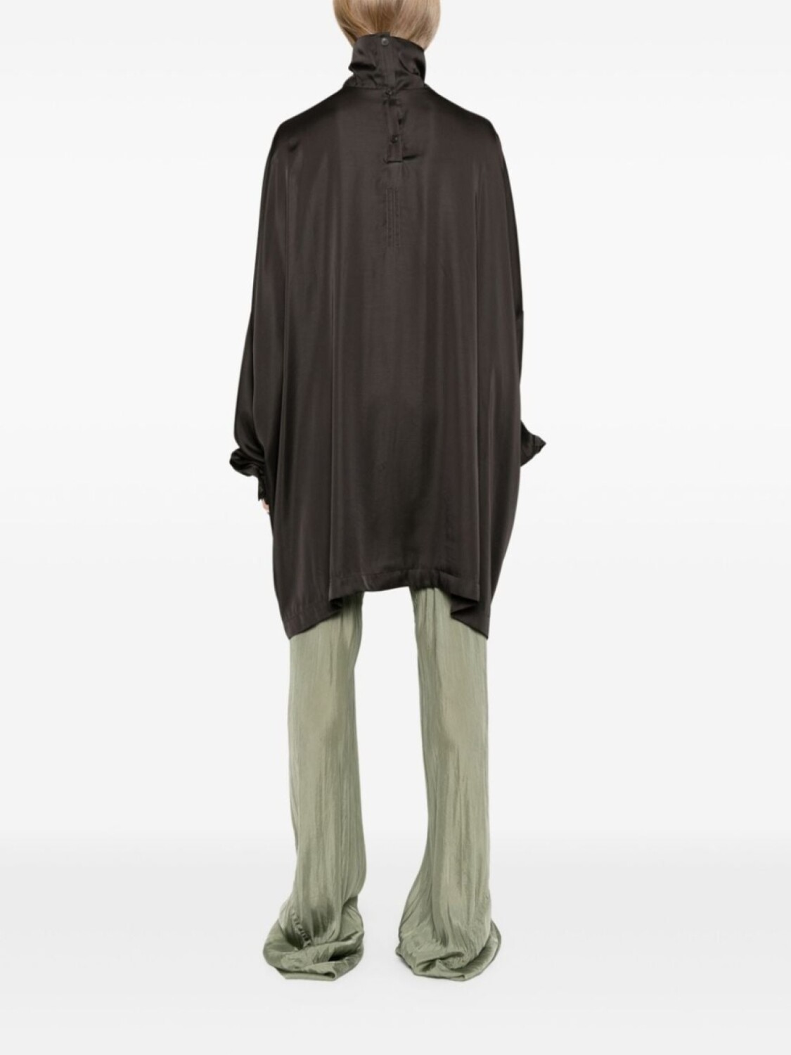 Rick Owens атласная блузка Tabard, черный — фото 4