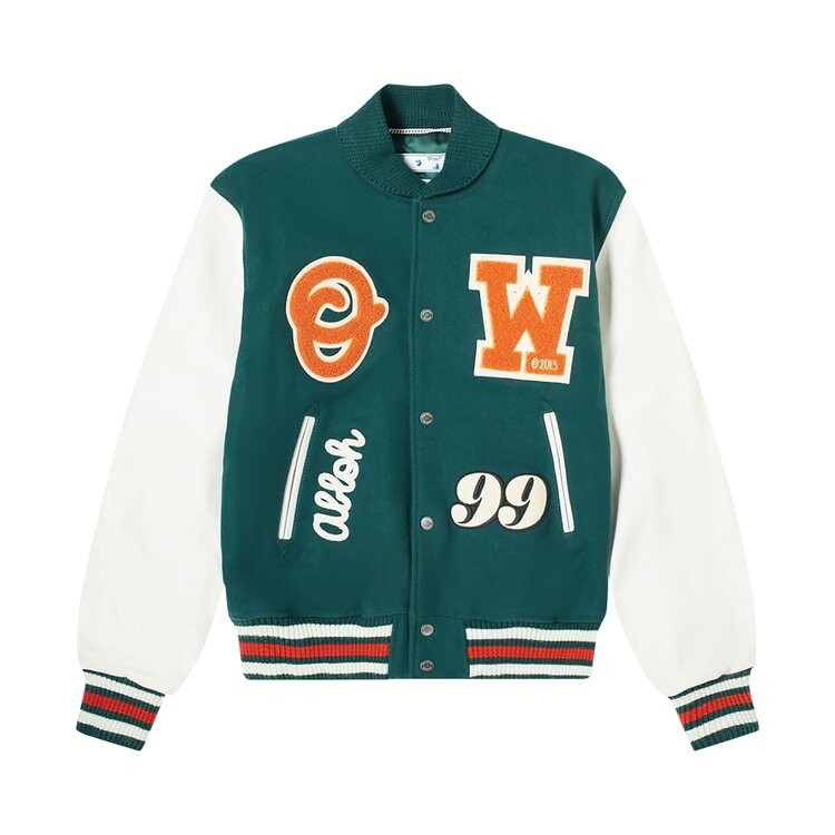 

Куртка Off-White Barrel Leather Varsity Jacket, зеленый