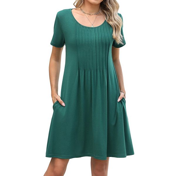 

Летнее платье с коротким рукавом и карманами Prettypetal, Dark Green