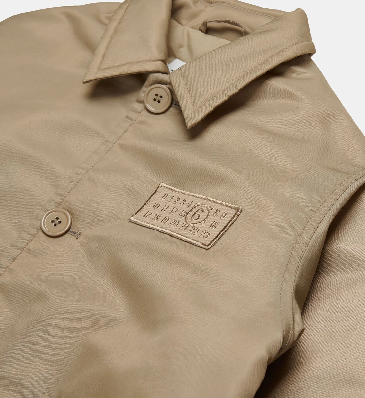 Пиджак из саржи с нашивкой MM6 Maison Margiela, бежевый — фото 4