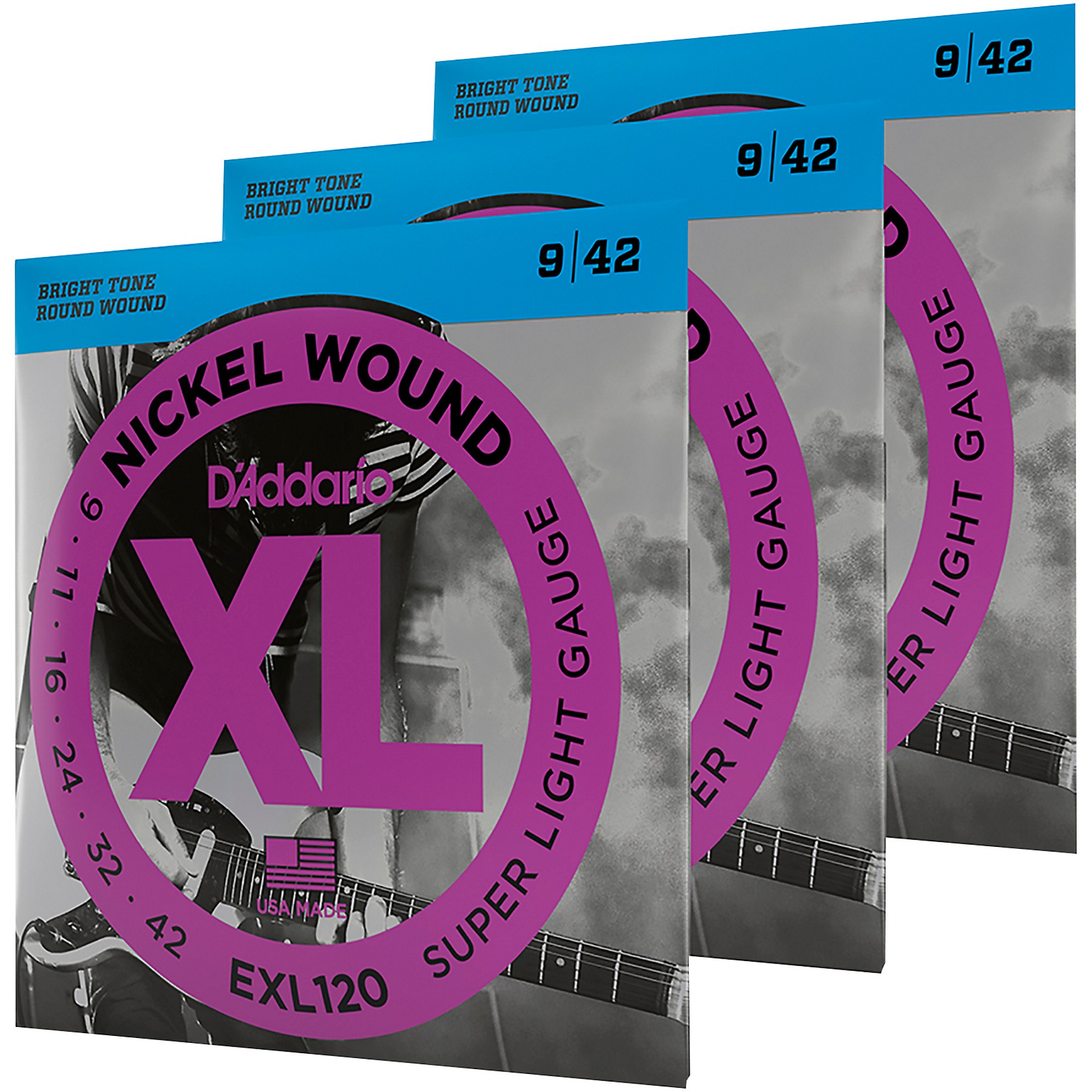 

D'Addario EXL120 Никель сверхлегкие струны для электрогитары, набор из 3 штук