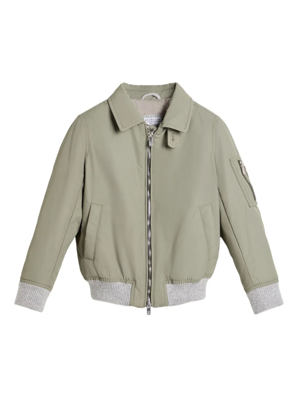 

Куртка-бомбер на молнии спереди Brunello Cucinelli Kids, зеленый