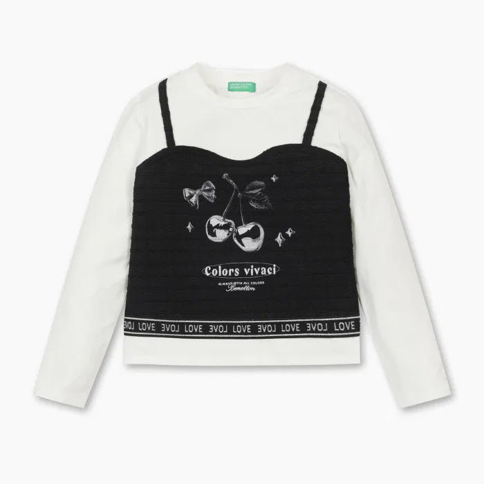 Детская футболка с имитацией жилета чёрная от Benetton Kids