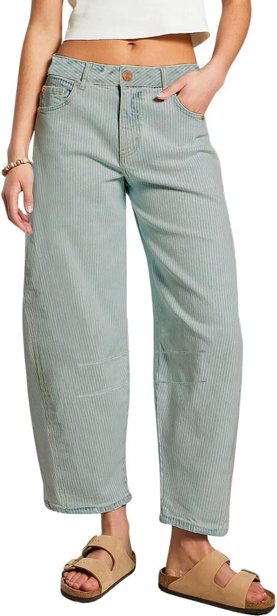 

Женские джинсы-бойфренды baggy mid rise barrel с полосками в стиле Y2K chouyatou