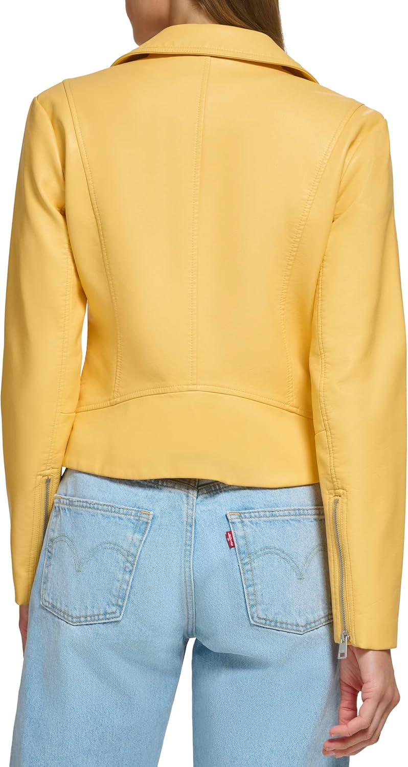 Женская байкерская куртка Levi's 538 из веганской кожи (стандартный и большой размер), Amber/Cream — фото 4
