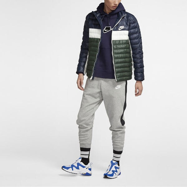 Куртка athleisure casual sports stand collar protection against cold stay warm jacket blue green colorblock Nike, зеленый — фото 3