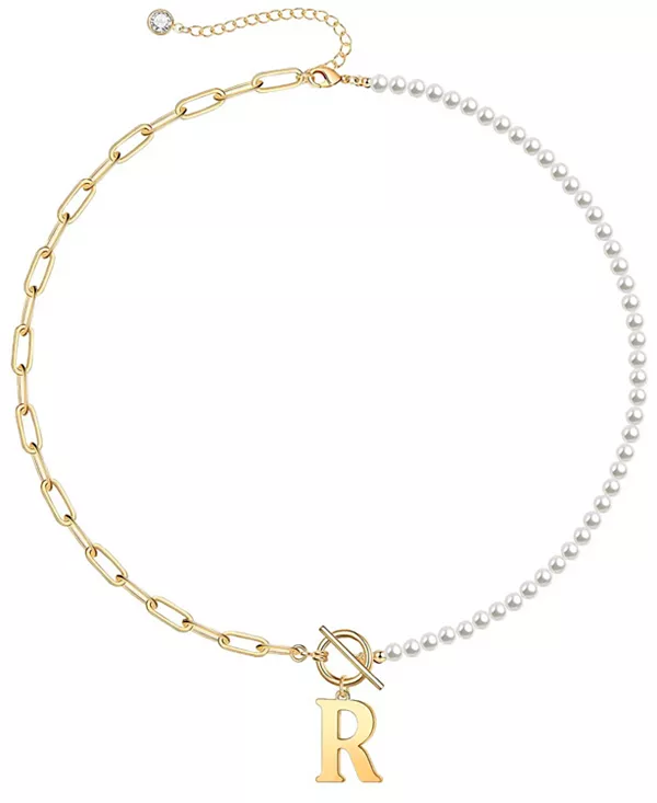 

Ожерелье-Цепочка с застежкой-тогл, позолоченное 14 карат, с имитацией жемчуга Rachel Glauber, r