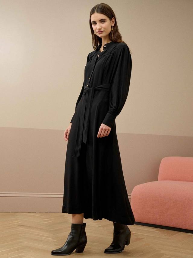 

Платье миди из крепа с атласной подкладкой и большим воротником Brora, Black