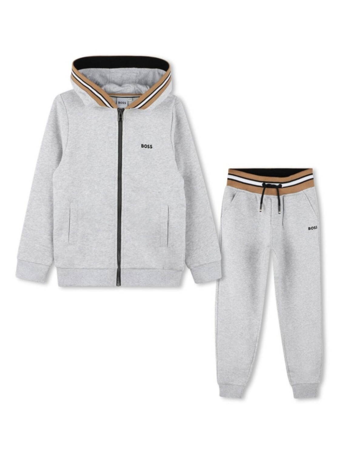 

Комплект спортивного костюма с принтом и отделкой BOSS Kidswear, серый