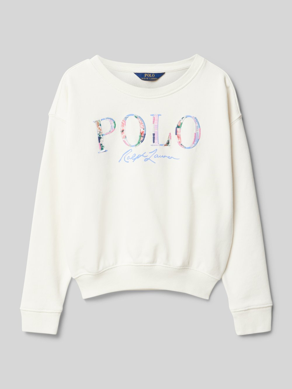 

Толстовка с вышитыми этикетками и круглым вырезом Polo Ralph Lauren Kids, кремовый