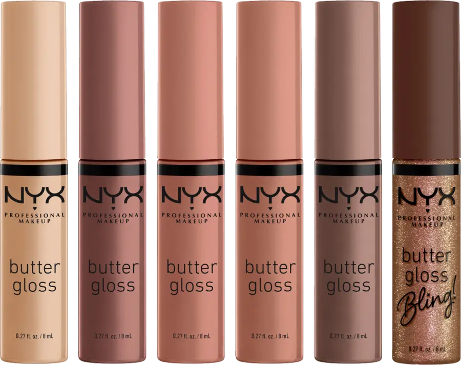 Блеск для губ NYX Professional MakeUp Lipgloss-Set Home Alone Butter Gloss Shade ,,Little Nero's Pizza'' Nudes — фото 3