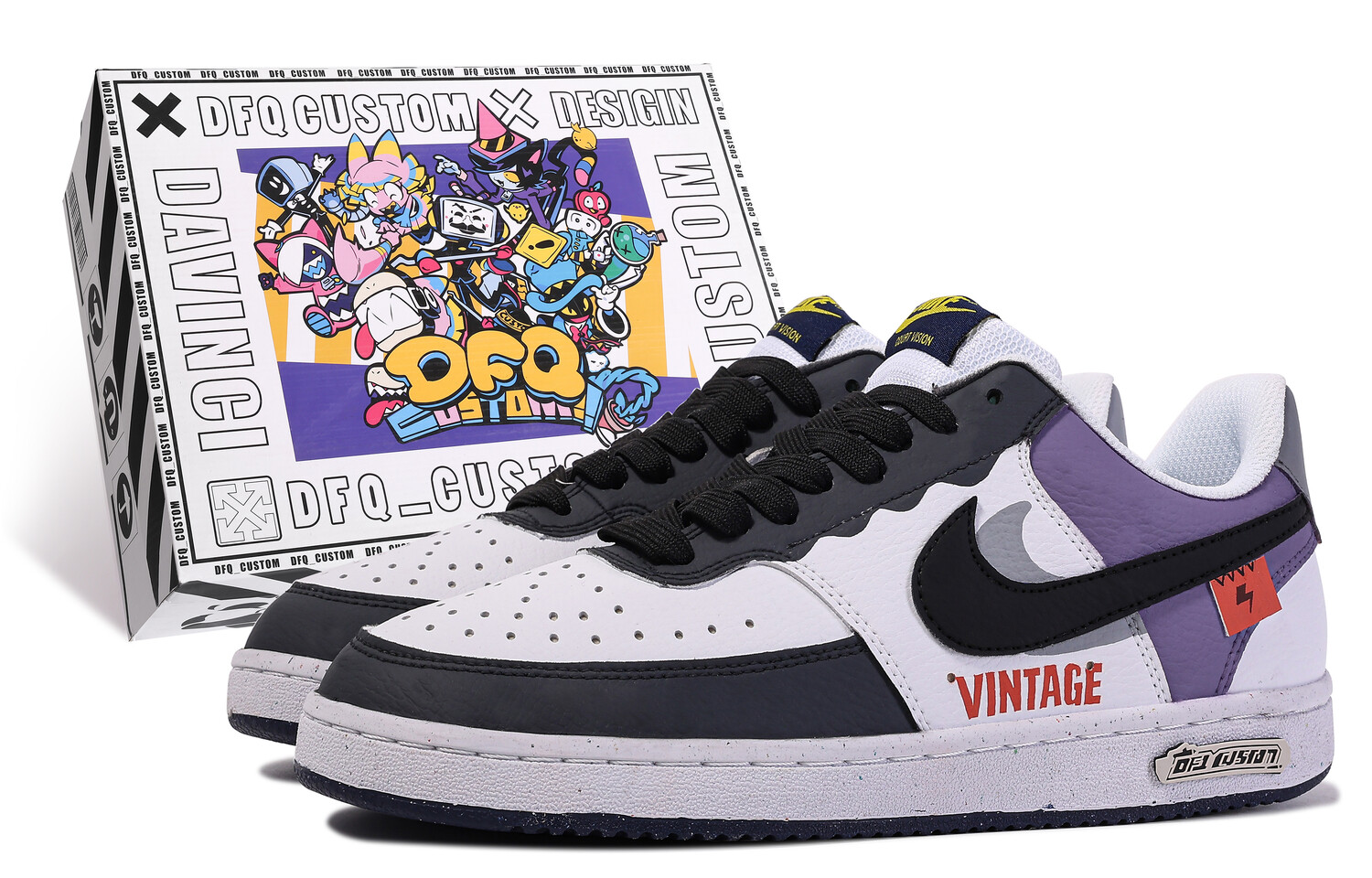 

Кроссовки Nike Court Borough Series Skateboard Shoes Men Low-Top White Black/Purple