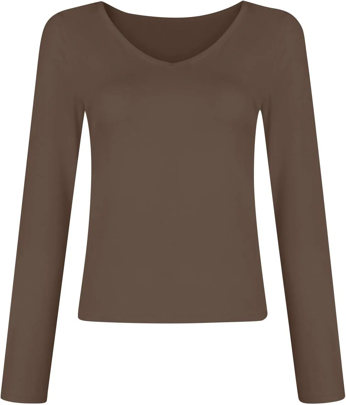 Женская футболка с V-вырезом, crop top, slim fit, A02_khaki — фото 4