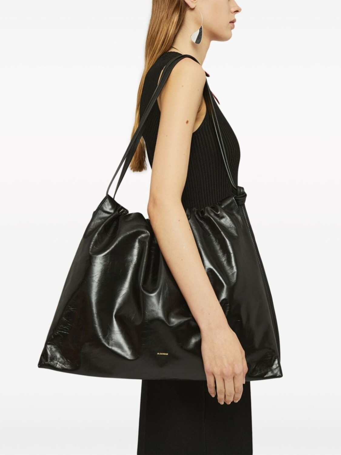 

Лакированная сумка-тоут Jil Sander, черный