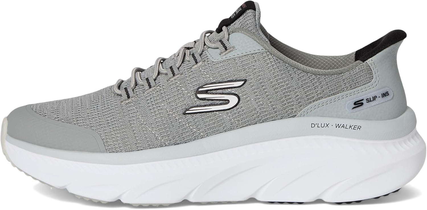 Мужские кроссовки Skechers D'lux Walker 3.0 Drevven с удобной посадкой без шнурков, черный/серый — фото 4