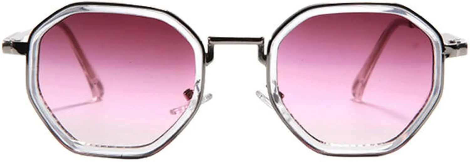 

Винтажные многоугольные солнцезащитные очки для женщин 2025 года, современная мода, восьмиугольные очки с черными линзами и золотой окантовкой mincl, Clear Purple