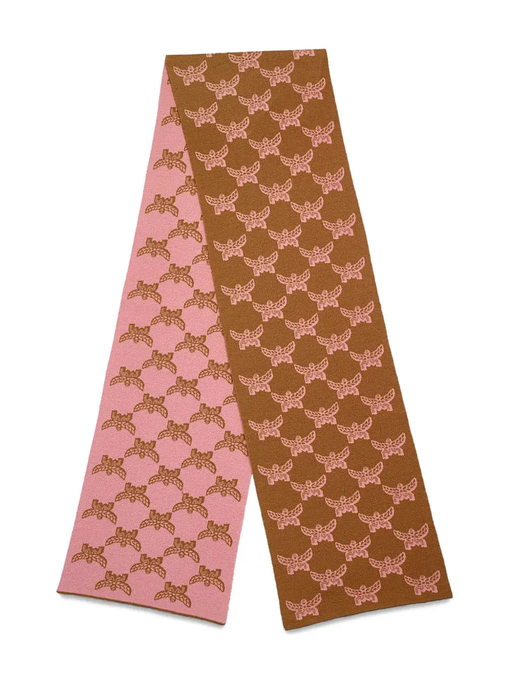 

Двусторонний шарф из шерсти с жаккардовым узором Lauretos Mcm, розовый