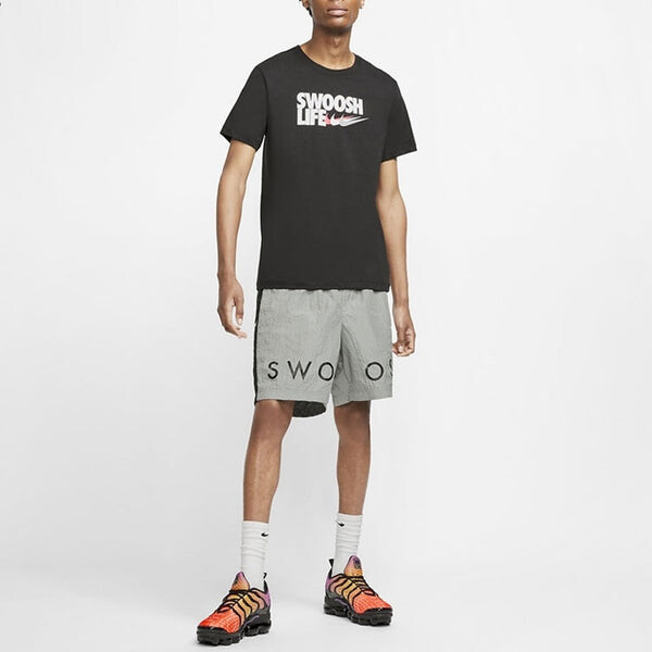 Футболка alphabet logo round neck short sleeve tee 'black swoosh life' Nike, черный — фото 3