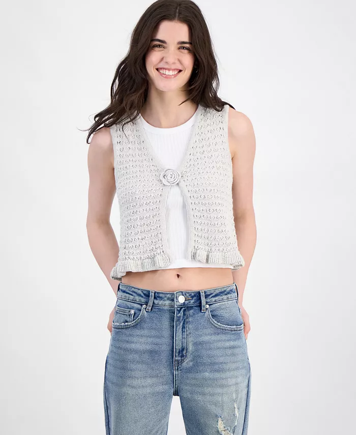 

Хлопковый кардиган с розеткой для юниоров Sugar Moon, серый