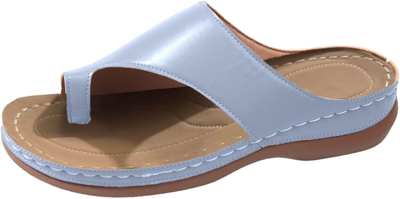 

Женские босоножки на танкетке, удобные ортопедические босоножки, нарядные летние повседневные шлепанцы для ходьбы с поддержкой свода стопы, удобные сандалии на пляж, тапочки для отпуска Generic, синий