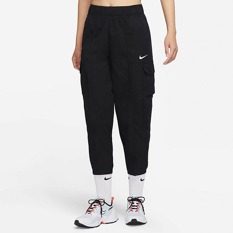 Спортивные брюки (WMNS) Nike Logo Solid Color Woven Sports Pants/Trousers/Joggers Autumn Black DD5984-010 — фото 4