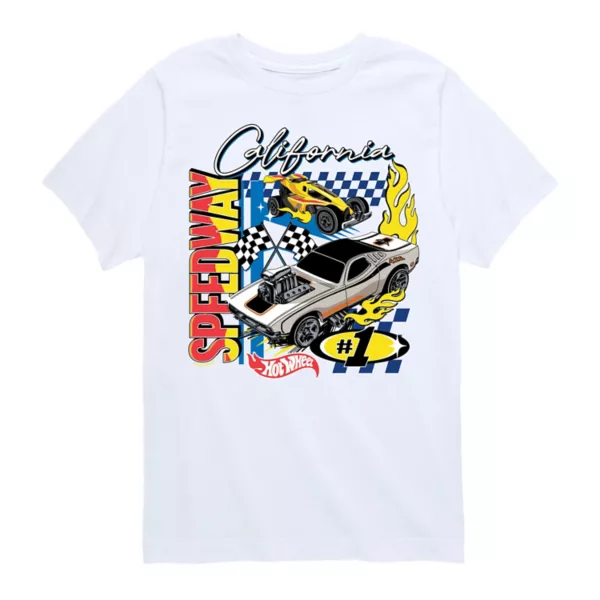 

Футболка с принтом California Speedway для мальчиков 8-20 лет Hot Wheels, белый