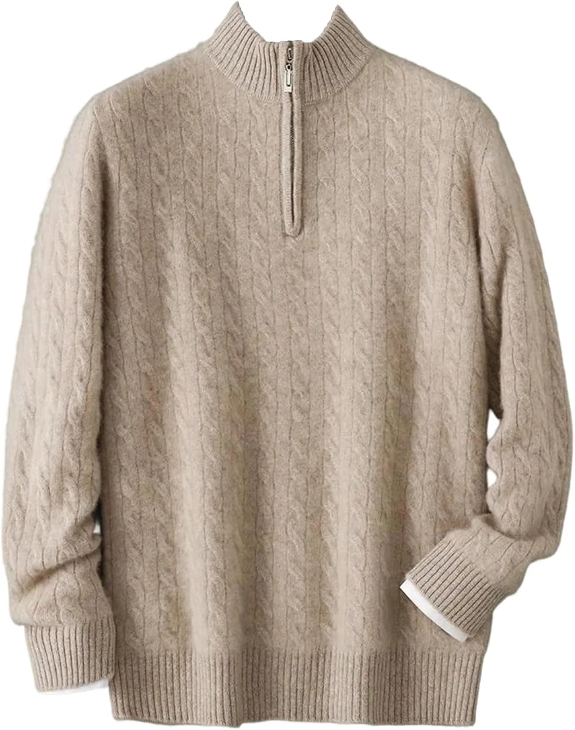 

Мужской повседневный пуловер из 100% мериносовой шерсти, свободный крой, с молнией