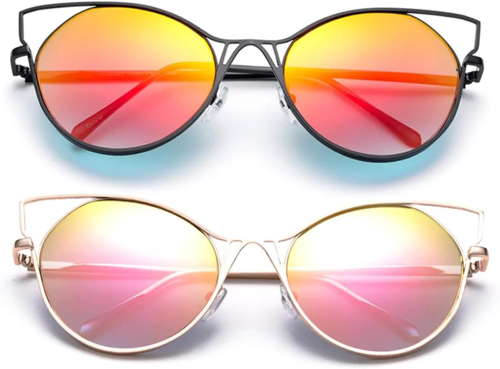 

Newbee Fashion - Модные солнцезащитные очки-кольца Kyra Oversized Round Loop Design для женщин Newbee Fashion Sunglasses, 2 Pack Black/Orange & Gold/Pink