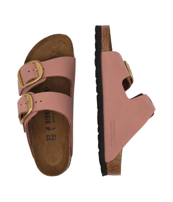 Тапочки кожаные Birkenstock Arizona Lenb, розовый — фото 4