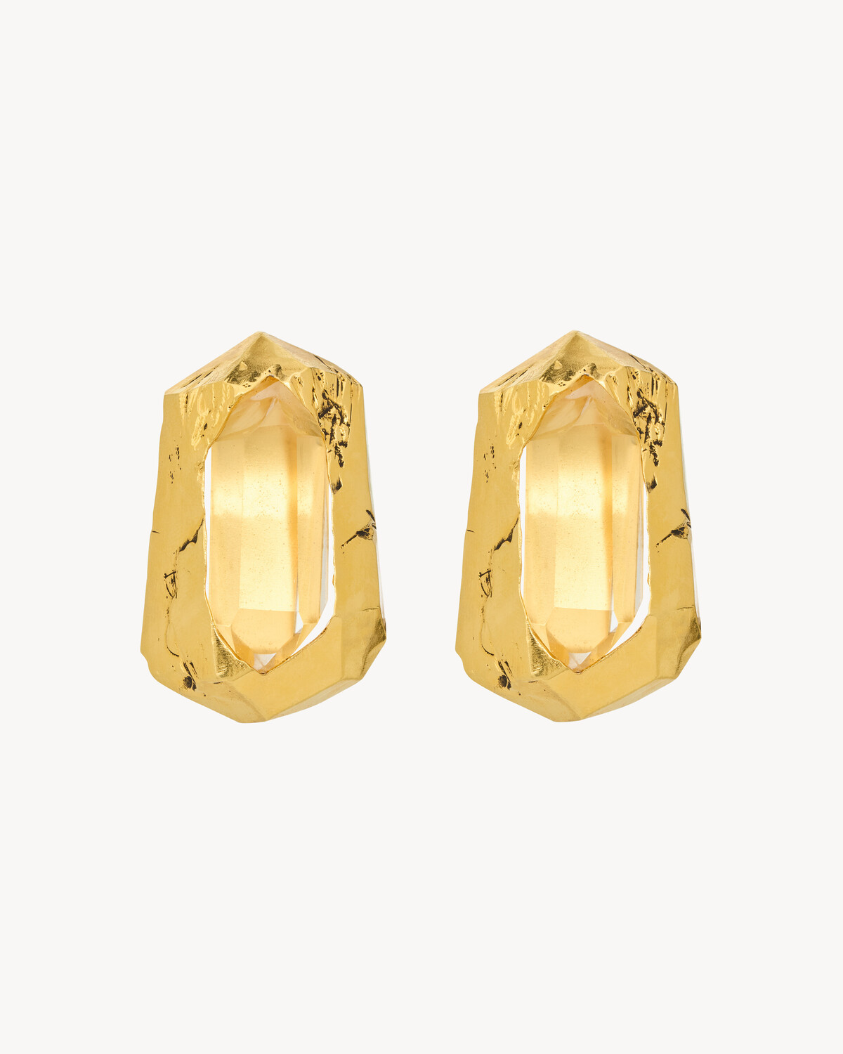 

Серьги с вставками из кристаллической породы и металла Saint Laurent, золото