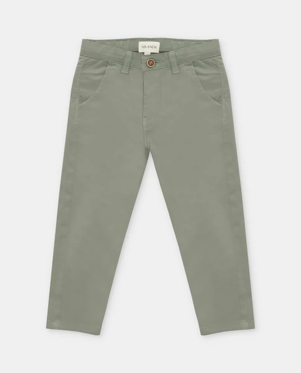 

Детский твил-чинос со шлевками для ремня на талии цвета хаки Martín Aranda