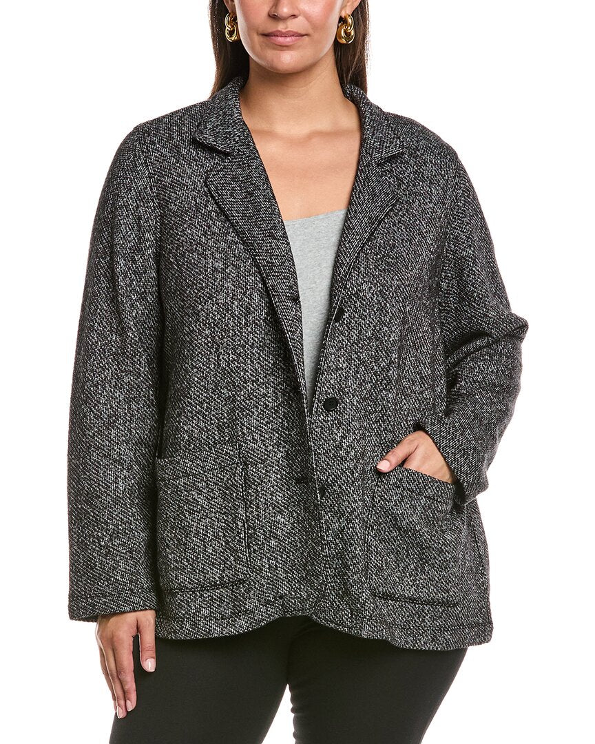 

Эйлин Фишер Плюс Воротник-стойка Куртка Eileen Fisher, черный