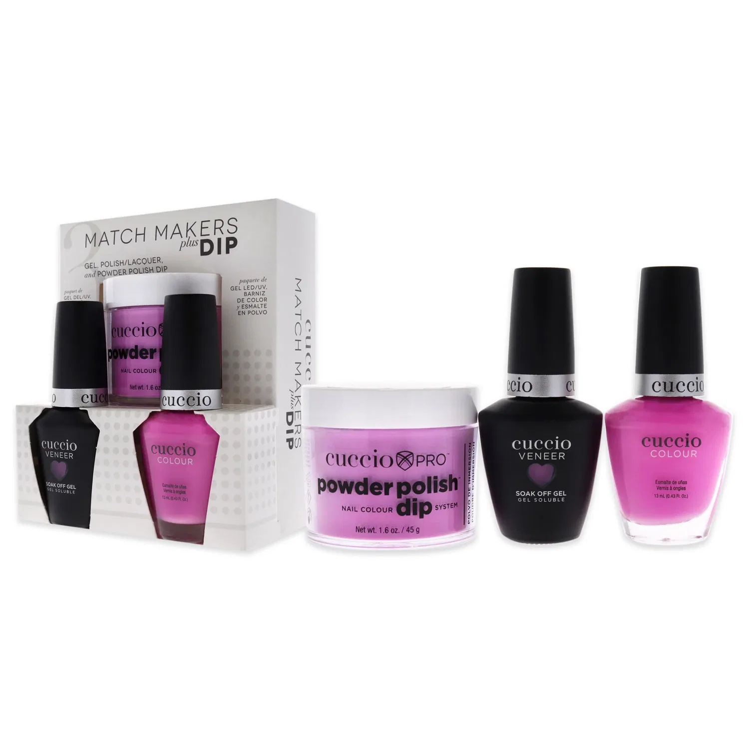 Набор Match Makers Plus Dip - Take On Me от Cuccio Colour для женщин - 3 предмета: 1,6 унции профессионального порошкового лака для ногтей, 0,44 унции геля для снятия покрытия Veneer, 0,43 унции цветного лака для ногтей — фото 4