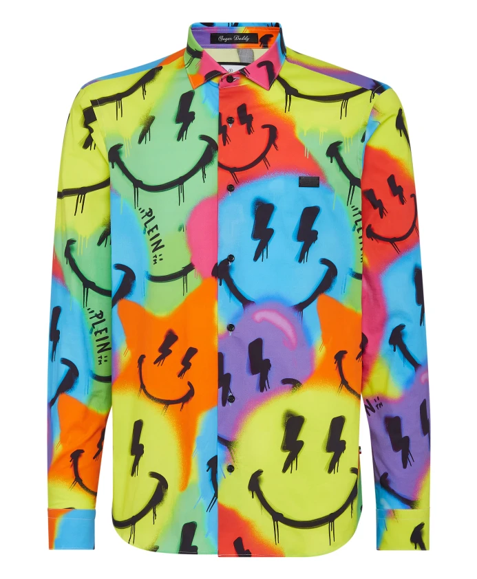 

Рубашка, улыбка папочки, граффити Philipp Plein, мультиколор